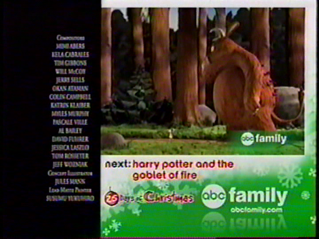 Side-split end credits for the Dec. 5, 2010 ABC Family airing of "Prisoner of Azkaban," featuring an ad for "The Gruffalo," airing Tues. Dec. 9, 2010.