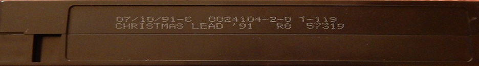 Print date information from my 1991 tape of "Fantasia," where the print date (July 10, 1991) has slashes separating the numbers rather than one whole number group. Other odd text for this cassette includes "Christmas Lead '91."