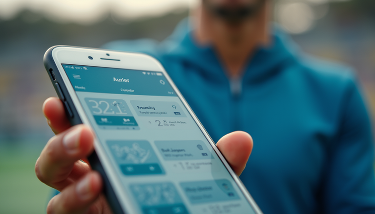 Close-up view of a mobile phone displaying the event calendar on the new website