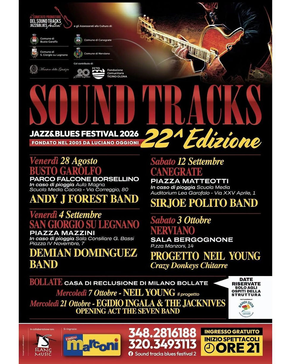 ALTOMILANESE - Dal 28 Agosto le note del SOUND TRACKS 2026 è la 22^ Edizione.