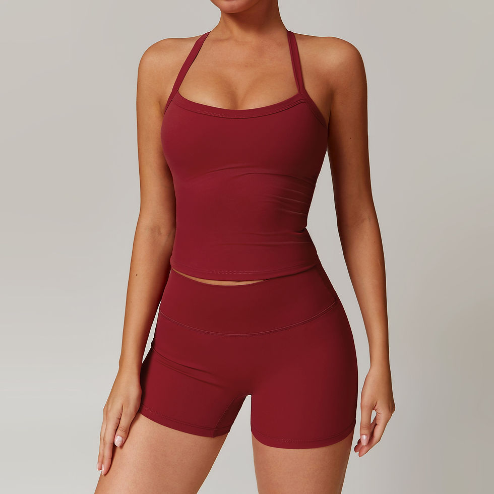 Miniatura: Conjunto de Yoga Feminino de Tecido Escovado com Top Esportivo de Bojo e Short d