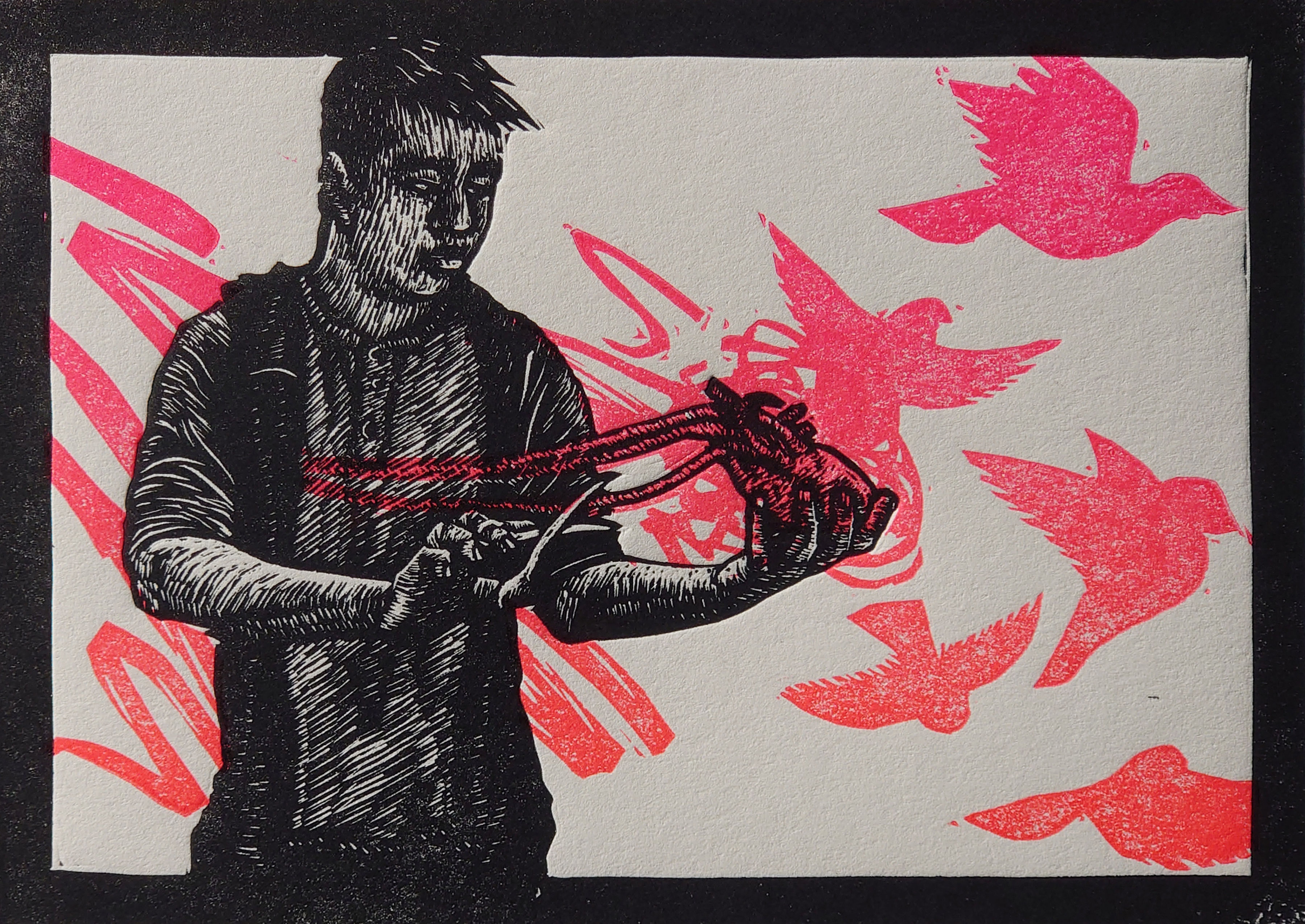 Passion Set Free - Linocut