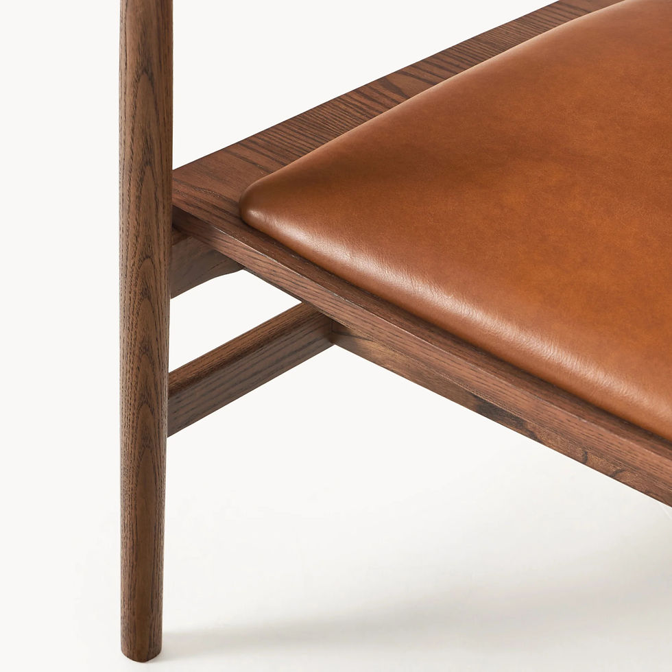 Miniatura: Silla con reposabrazos de madera de fresno y asiento de cuero Hayo