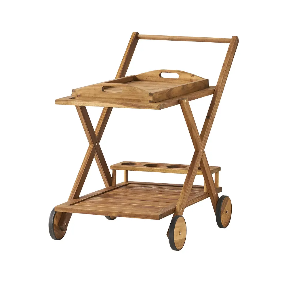 Miniatura: Carrito Bar Riviera en Madera Maciza de Huayruro