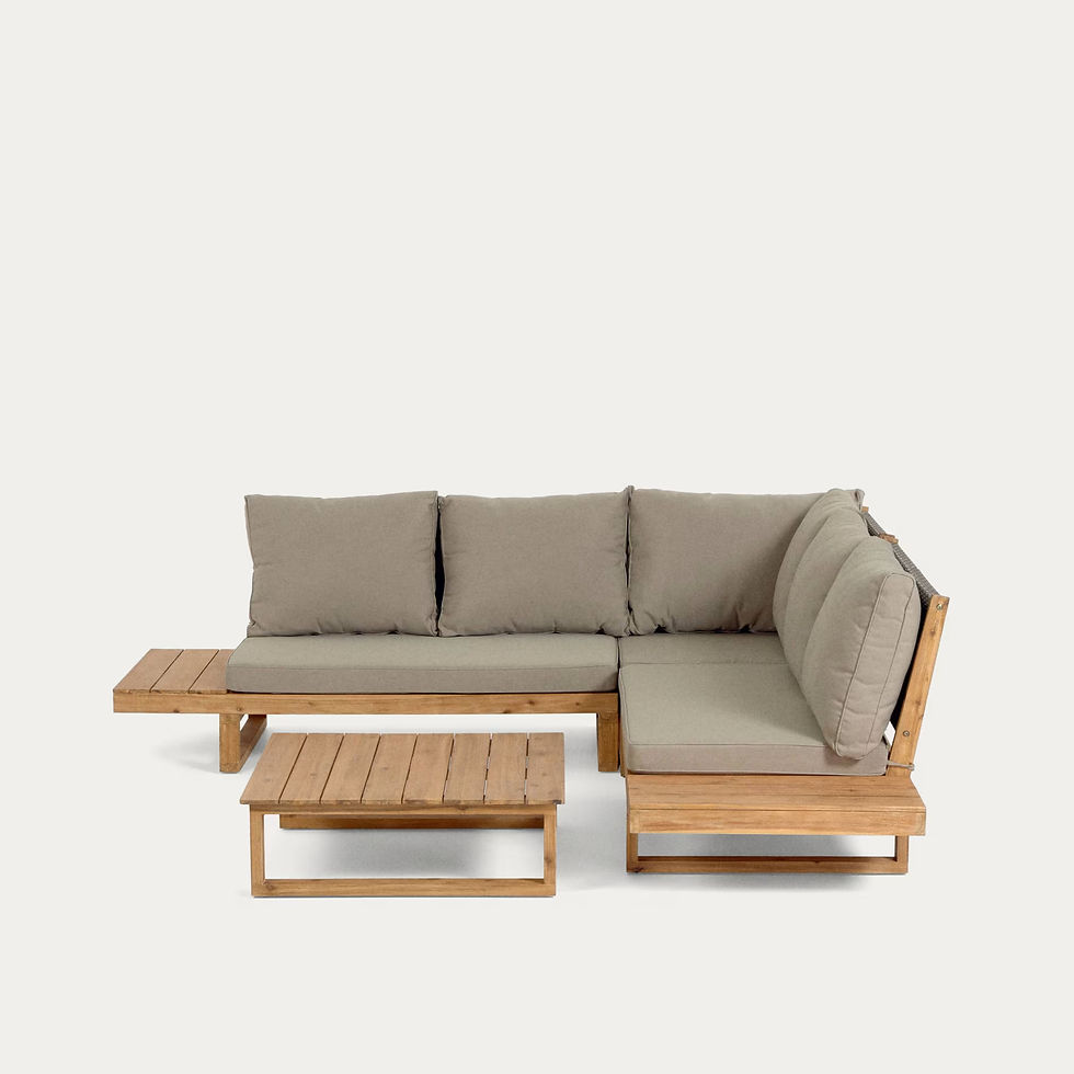 Miniatura: Set Flaviina de sofá rinconero 5 plazas y mesa de madera maciza