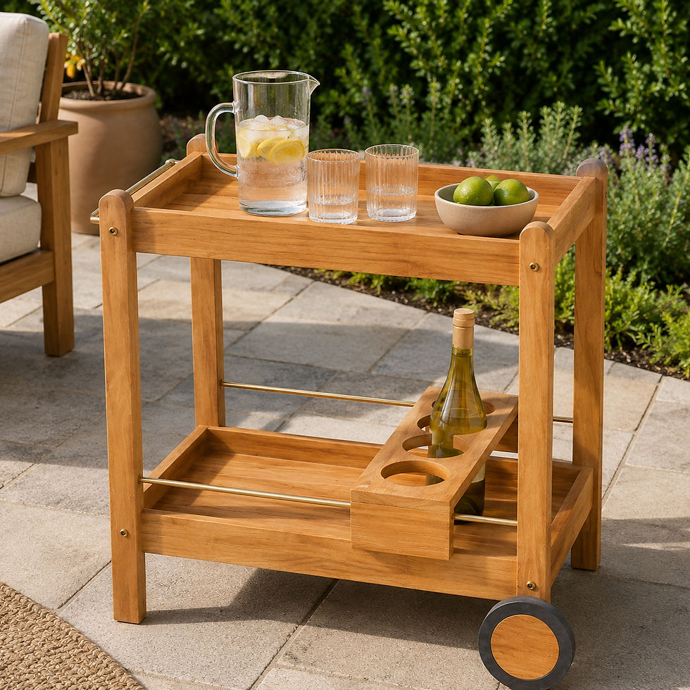 Miniatura: Carrito Bar Larkspur en Madera Maciza de Huayruro