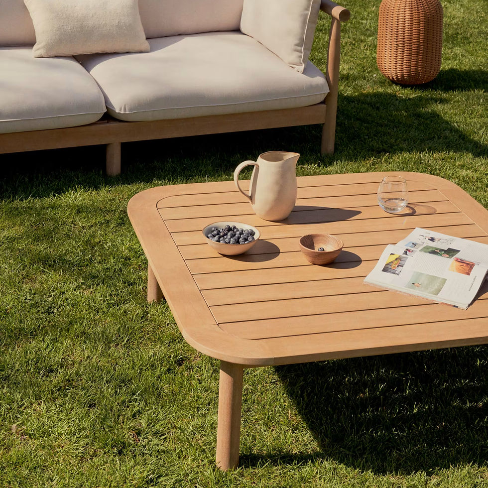 Miniatura: Set Sacova de sofá rinconero 5 plazas y mesa de centro de madera maciza