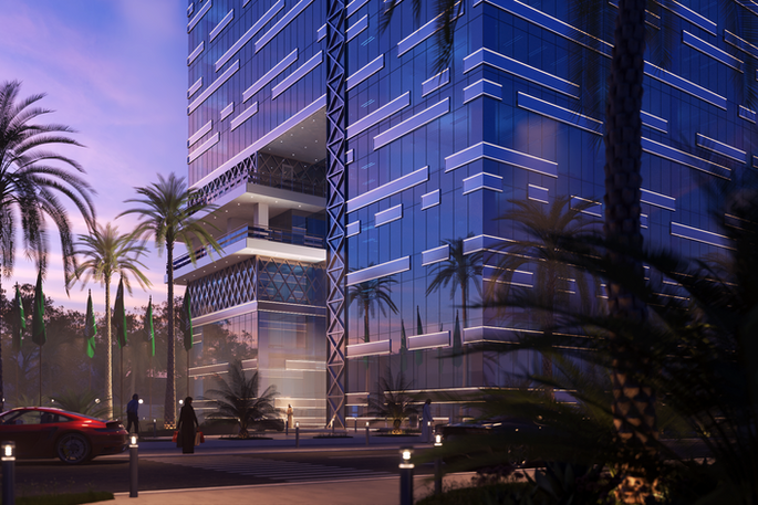 Architectural visualization of urban luxury study for Saleh Al-Kholaib Tower by M. Mostafa.