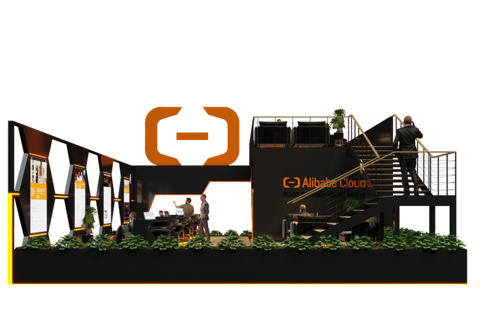 Side elevation with orange logo, raised lounge, and stair.