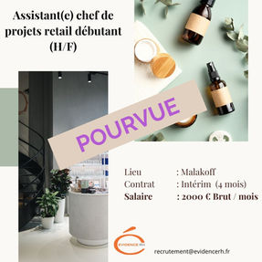 Assistant(e) chef de projets retail débutant (H/F)