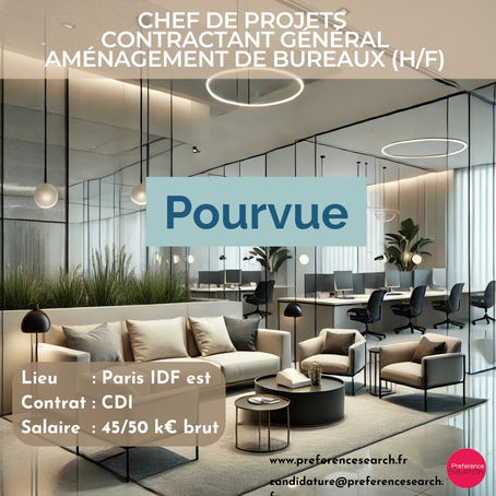 Chef de projets contractant général aménagement de bureaux (H/F)