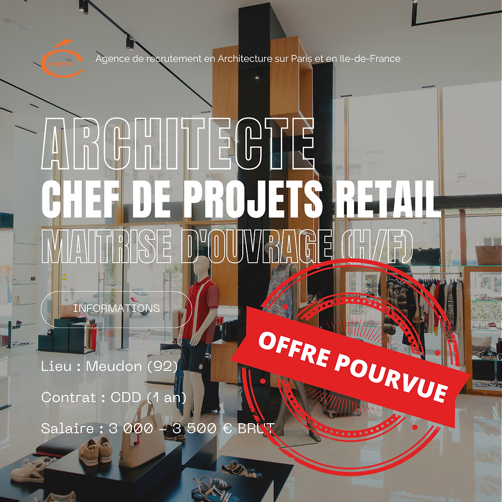 Vous recherchez un poste en tant qu'Architecte Chef de projets retail - Maîtrise d'ouvrage sur des projets retail ? Vous avez de l’expérience et vous souhaitez développer vos compétences ? Postulez !!