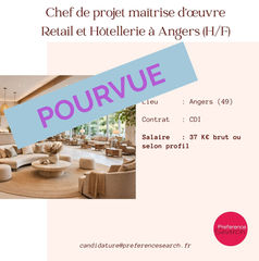 Chef de projet maîtrise d’œuvre Retail et Hôtellerie à Angers (H/F)