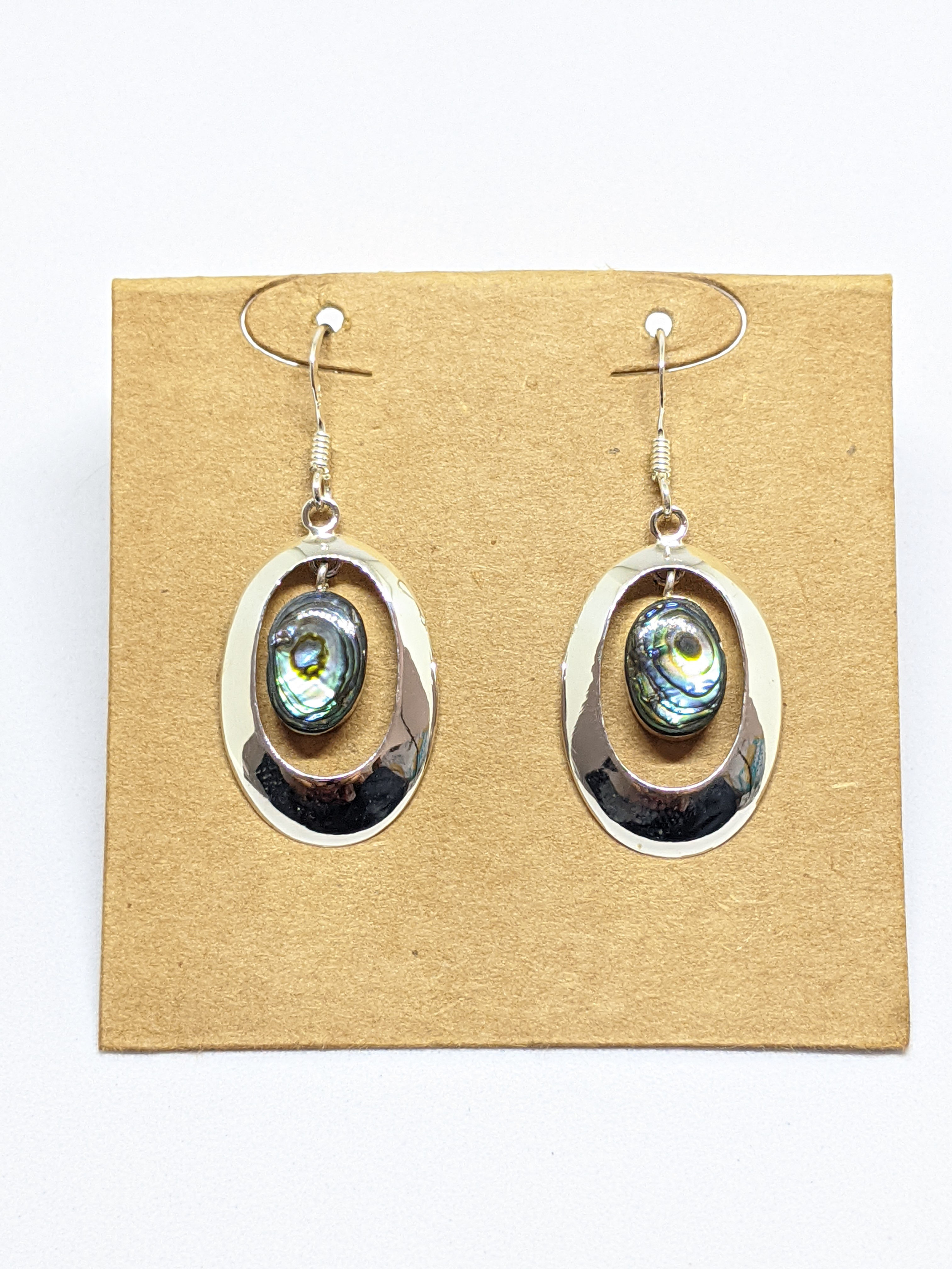 Abalone Shell Oval Dangle Earrings