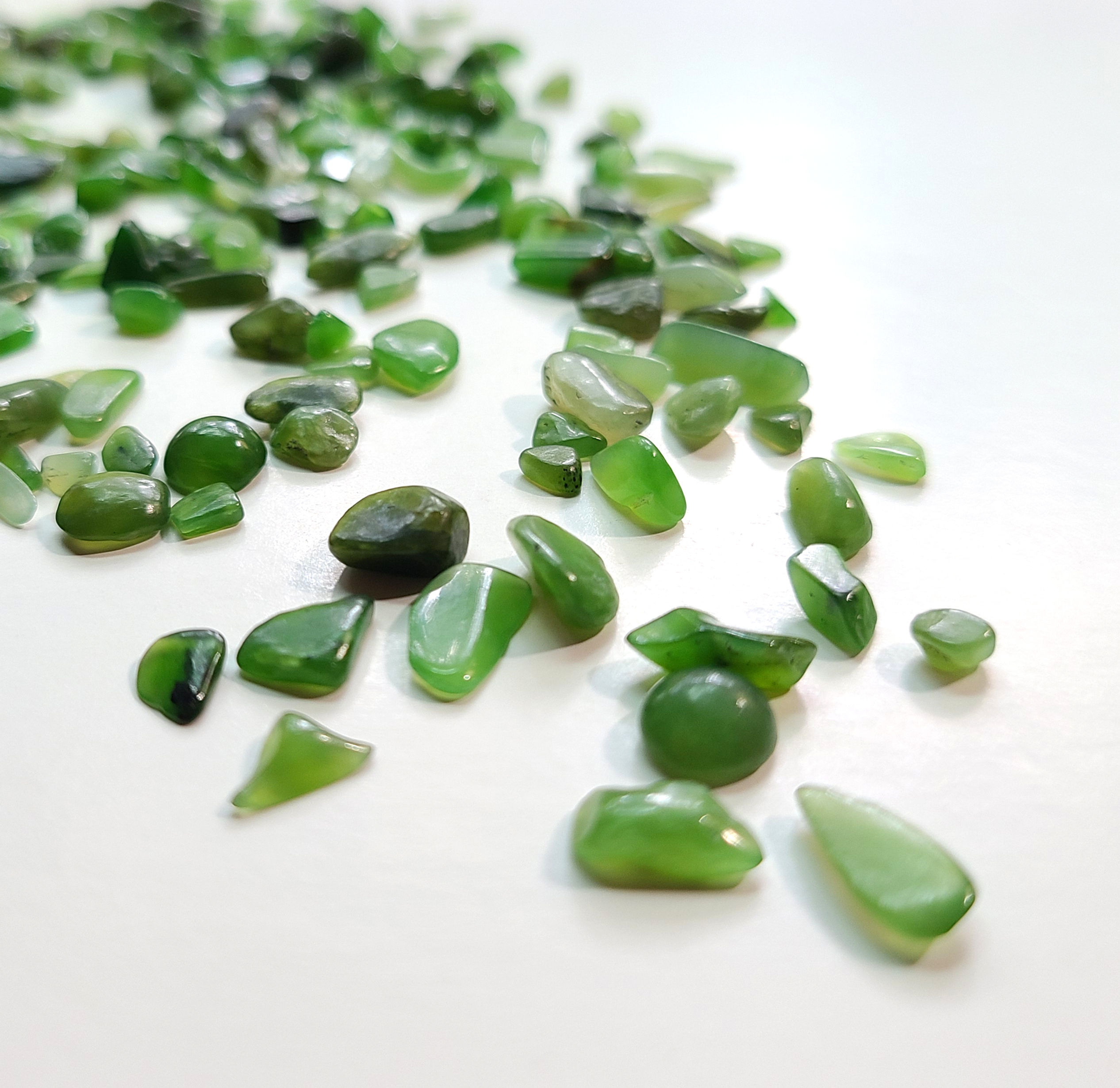 All-Natural, Clean, Grade A Quality crushed Nephrite Jade crystals