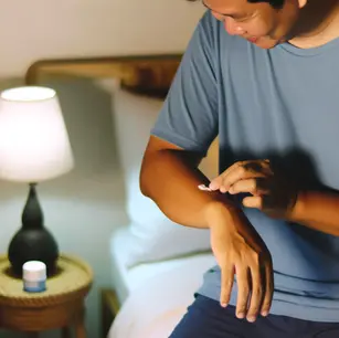 Man applying ointment to his arm