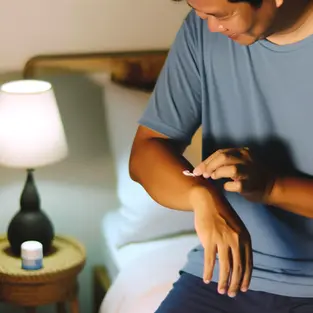 Man applying ointment to his arm