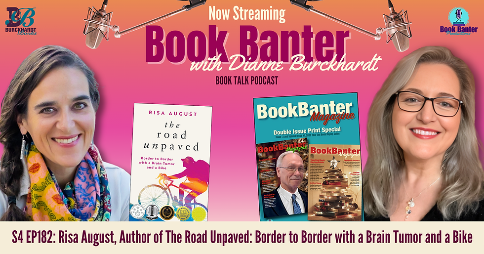 Promotional image for today's Book Banter with Dianne Burckhardt – Book Talk Podcast episode. Today's guest is Chaplain Patrick Day, he is on the left of the image, short blonde hair, glasses, red checked shirt and black suit jacket. Beside him is the cover of his book, Finding the Safest Place on Earth. Dianne is on the right side of the photos. Long grey hair, glasses, and wearing a black sweater. Beside her is the cover of the double issue of Book Banter Magazine. Above the people is the name of the show, company logos and silver microphones. Below the people is the name of today's episode, S4 EP171: Chaplain Patrick Day, Author of Finding the Safest Place on Earth.