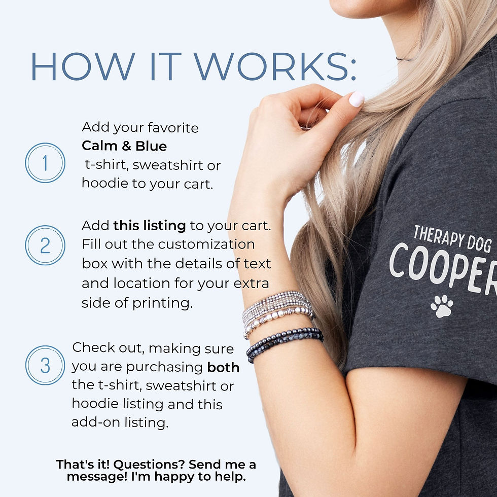 Thumbnail: Shirt print add on for custom back or sleeve printing on Calm & Blue t-shirts, sweatshirts and hoodies