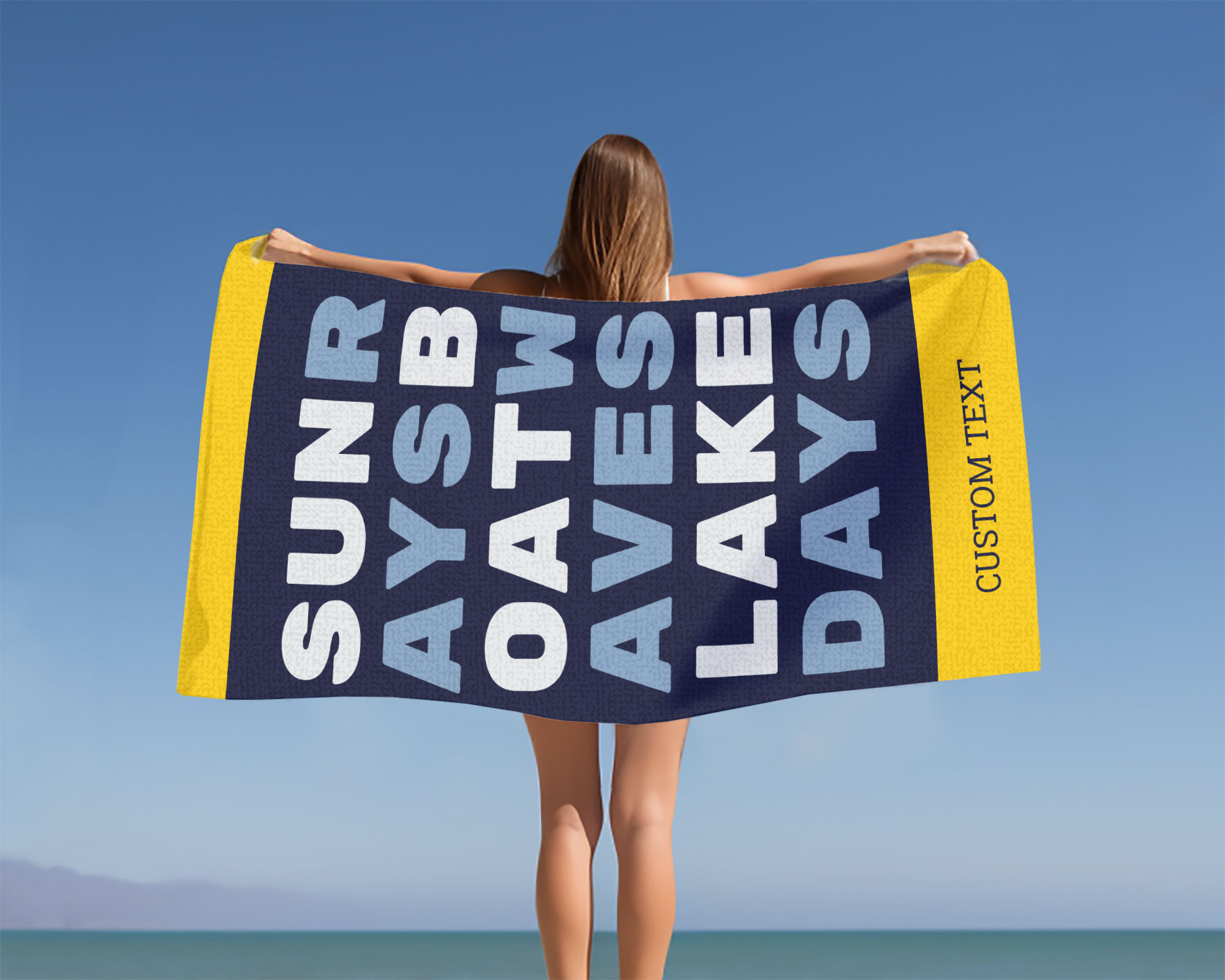 Custom Beach Towel | Sun Rays Boat Waves Lake Days