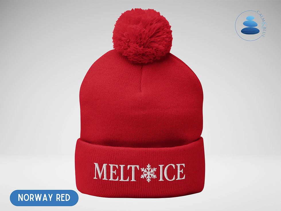 Thumbnail: Melt Ice Red Knit Cap | Embroidered Winter Beanie