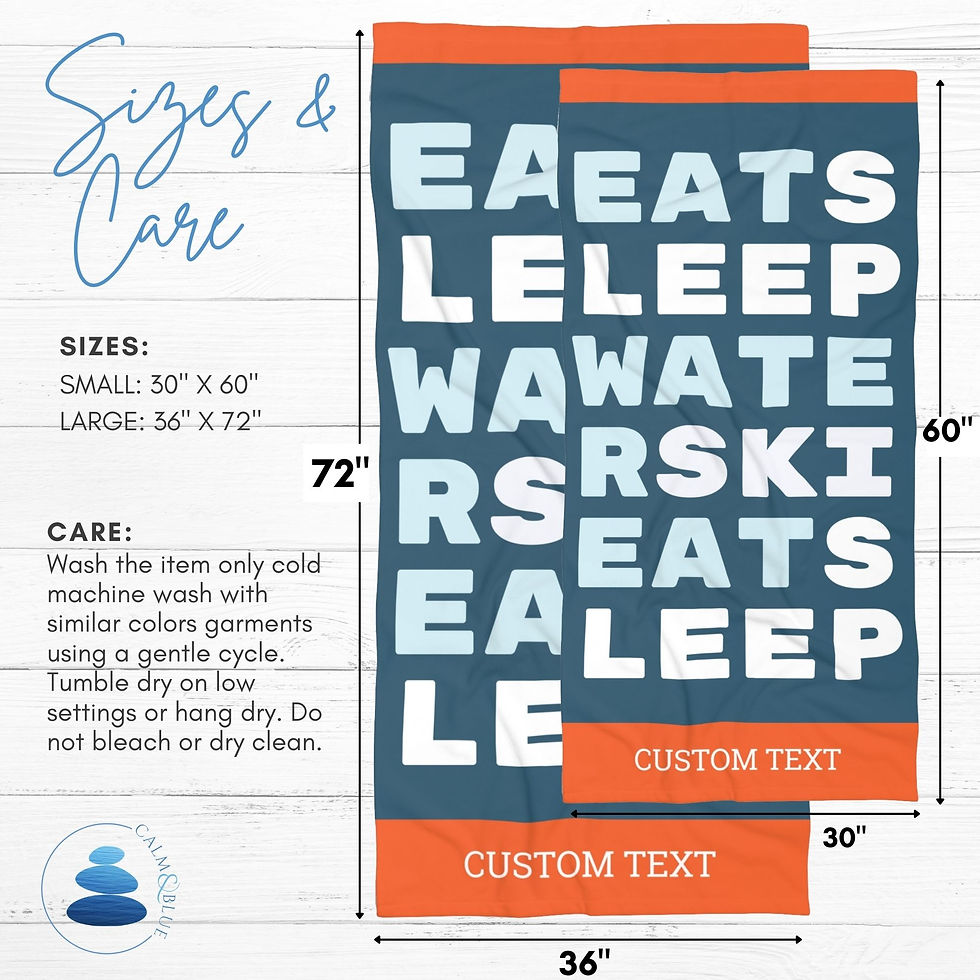 Thumbnail: Custom Beach Towel | Eat, Sleep, Waterski