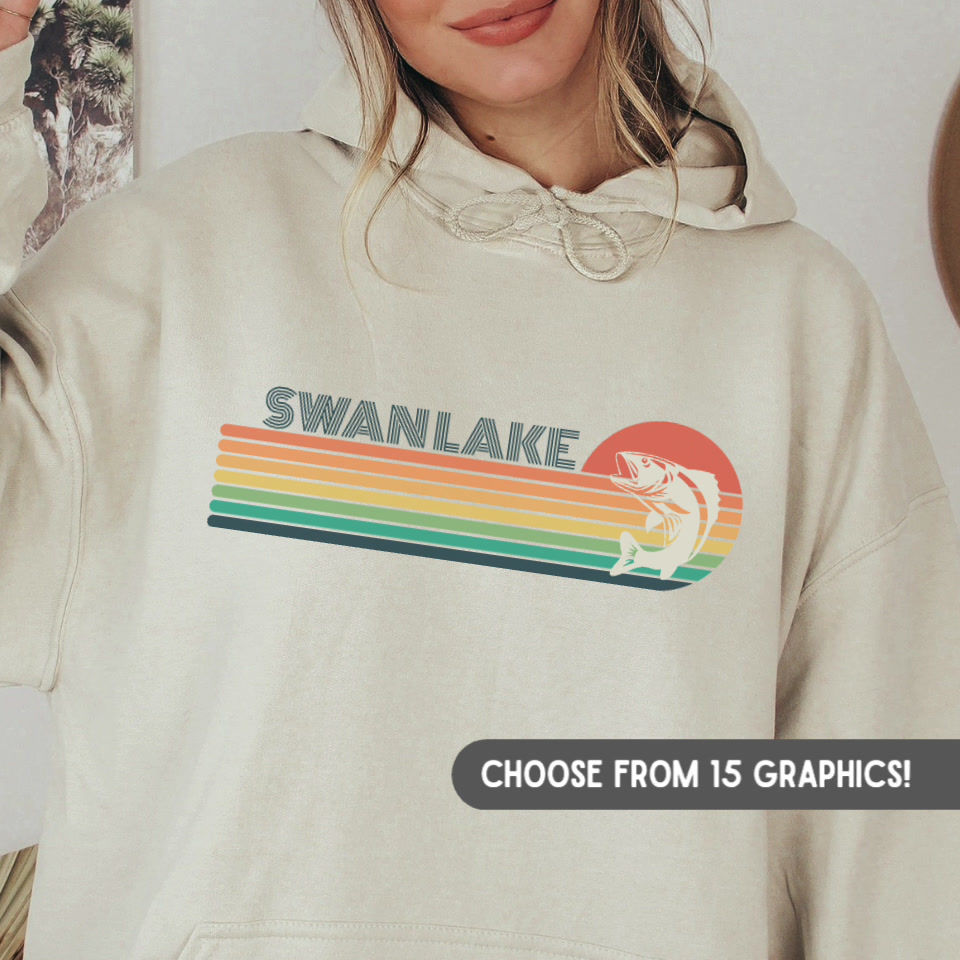 Thumbnail: Swan Lake Sunset Stripe Hoodie