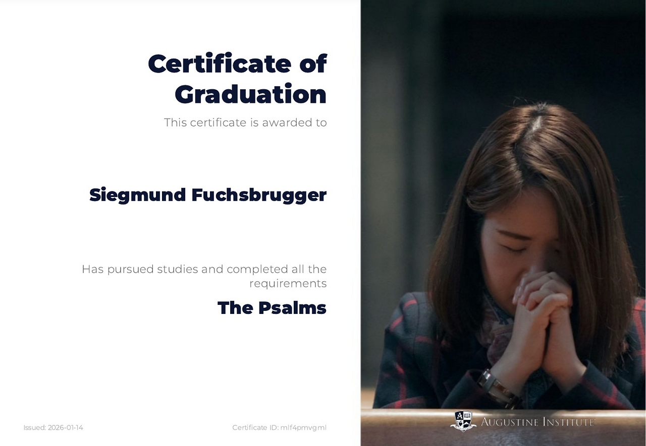 St. Augustine Institute Certificate The Psalms