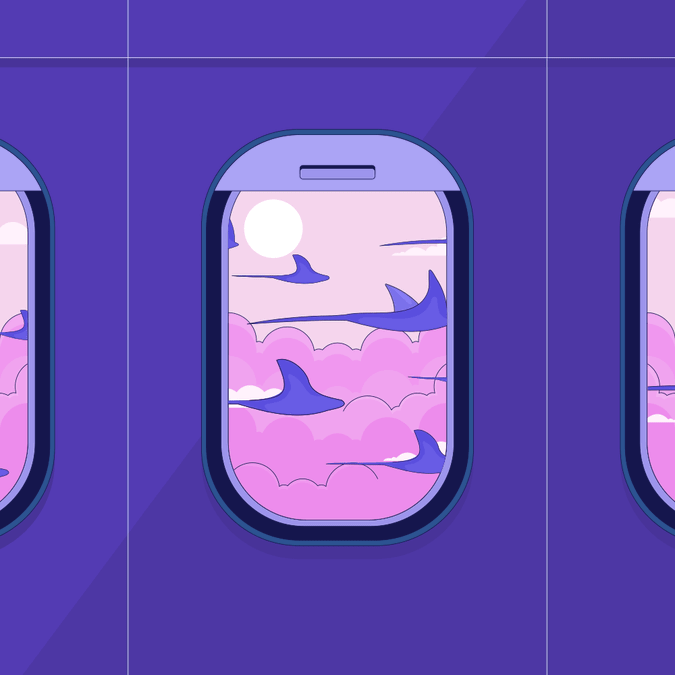 Rays fish flying in aeroplane windows bw lo fi.gif