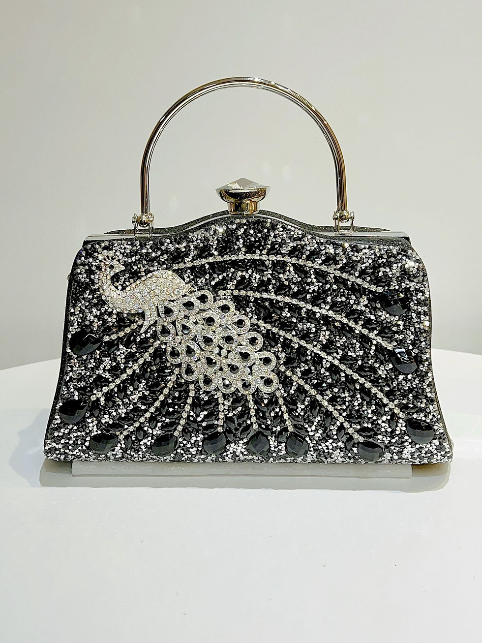 Miniatura: Peacock Pattern Rhinestone Women Handbag Luxury Glamorous Shoulder Crossbody Eve