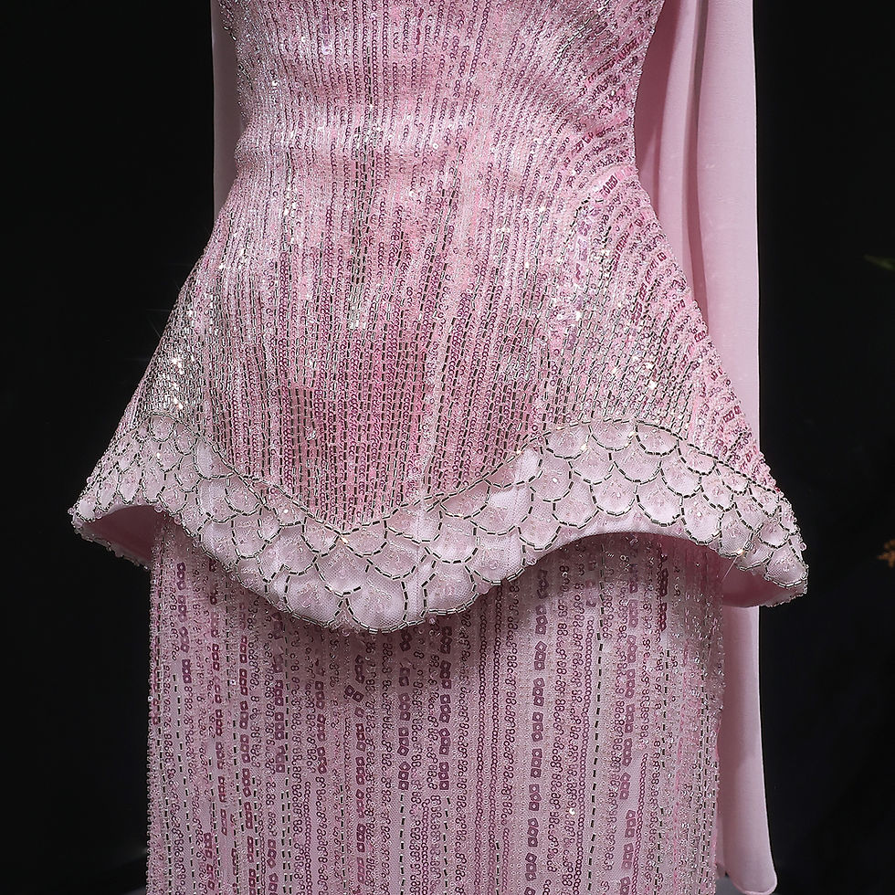 Miniatura: Sharon Said Luxury Beaded Two Piece Evening Dress with Scarf Strapless Sequined 