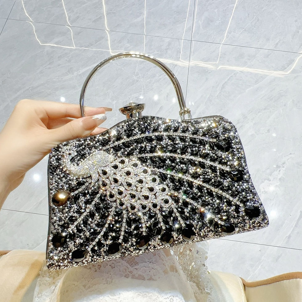 Miniatura: Peacock Pattern Rhinestone Women Handbag Luxury Glamorous Shoulder Crossbody Eve