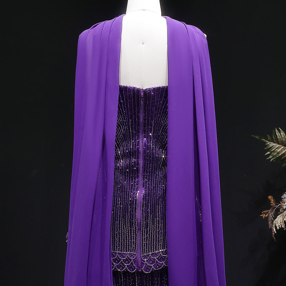 Miniatura: Sharon Said Luxury Beaded Two Piece Evening Dress with Scarf Strapless Sequined 