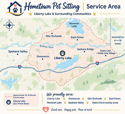 Hometown Pet Sitting Service Area Map