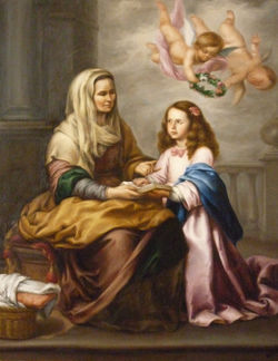 Santa Ana enseñando a leer