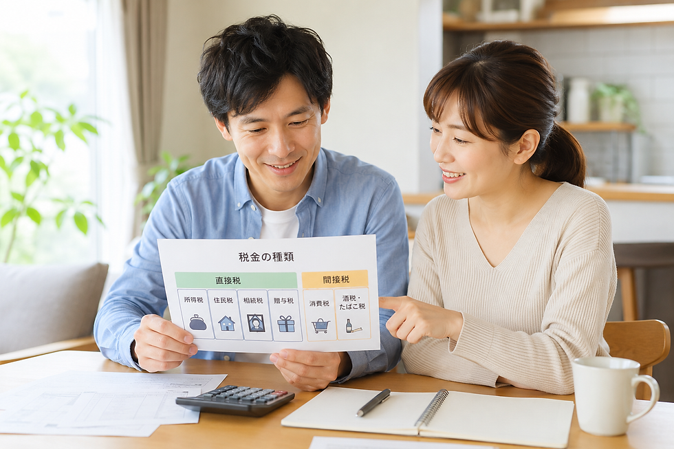 不動産投資の税金について資料を見ながら相談する夫婦