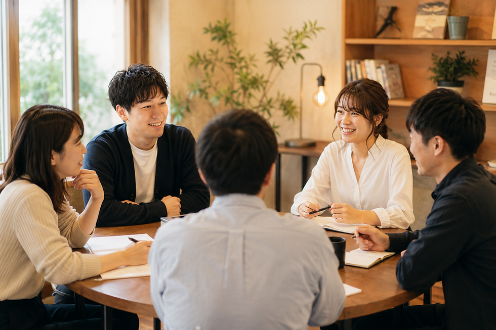 失敗しない大家の会の選び方を話し合う男女のグループ