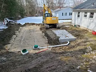 Installation septique et champs d'épuration