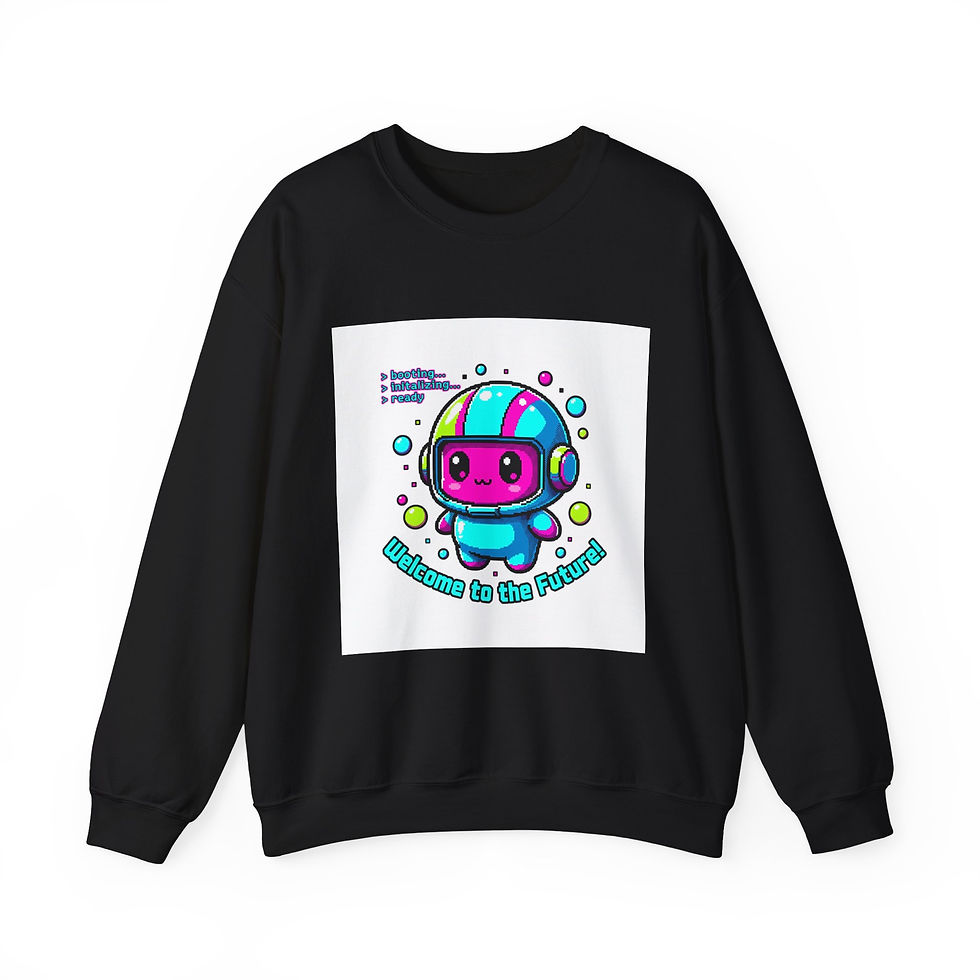 Thumbnail: Pixel Pet Helmet Crewneck Sweatshirt | Y2K retro tech, virtual pet nostalgia