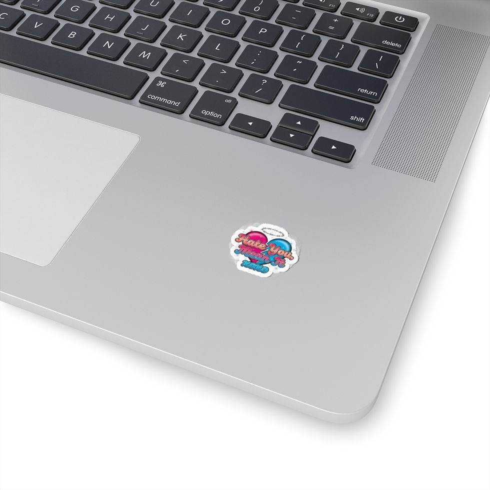 Thumbnail: Hate You Mean It Kiss-Cut Stickers | Y2K airbrush, neon cherub