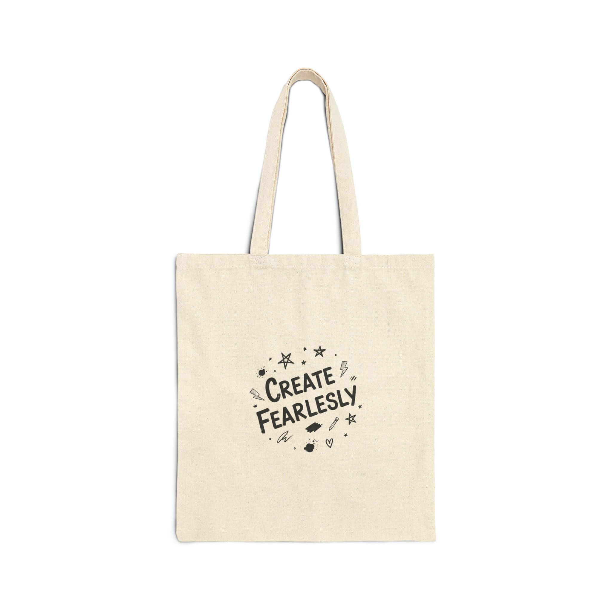 Create Fearlessly Tote | handwritten marker aesthetic, doodle quote canvas