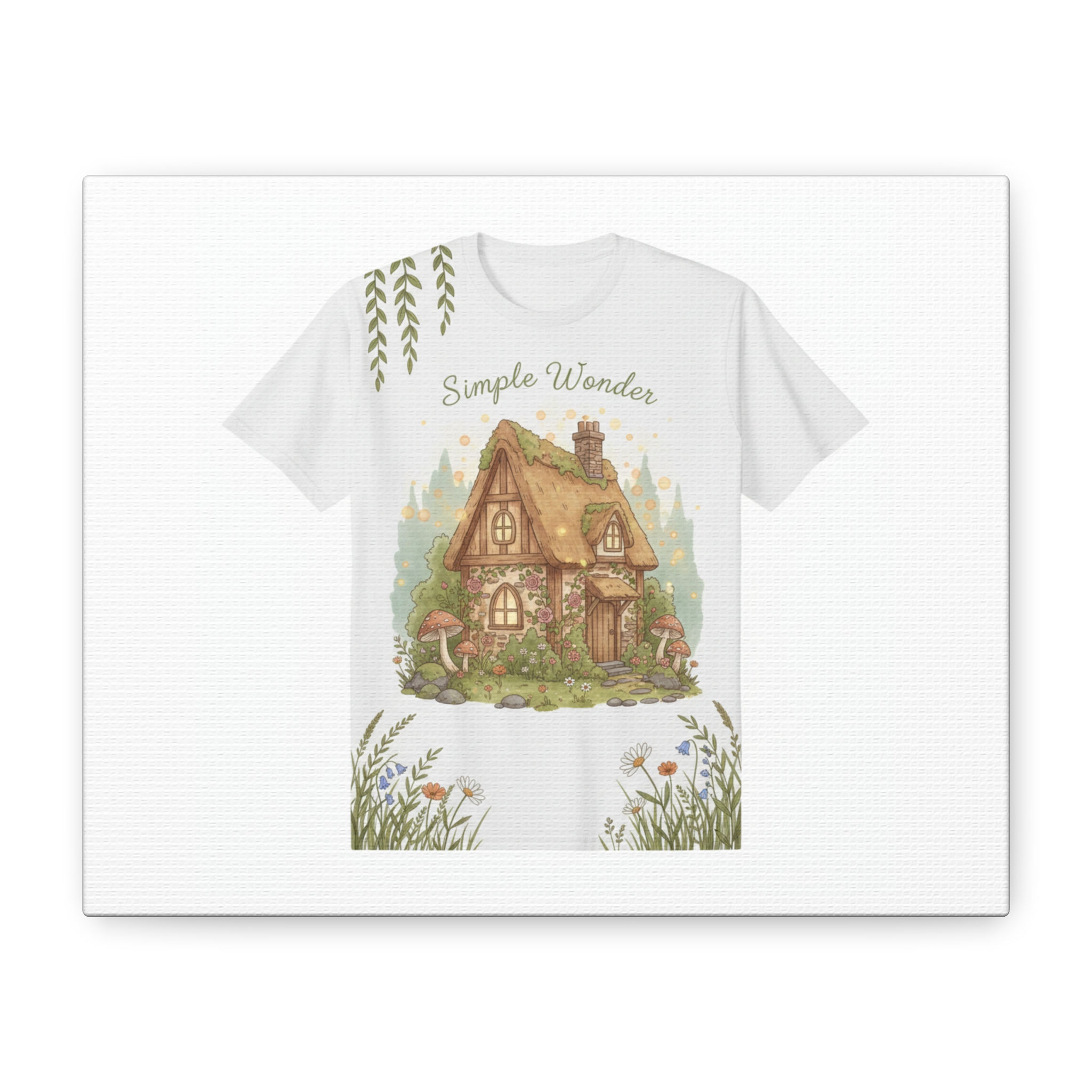 Cottagecore Mushroom Cottage Canvas, goblincore art, lo-fi poster