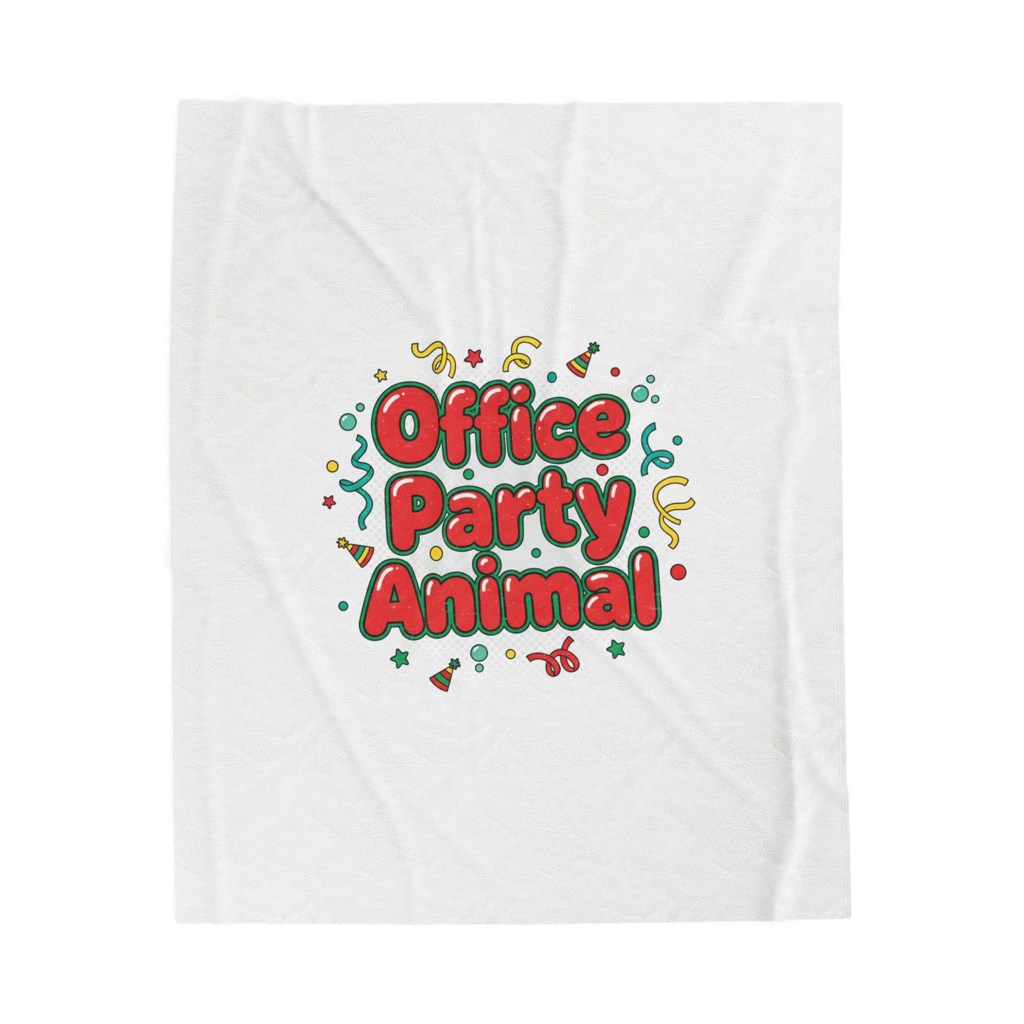 Office Party Animal Velveteen Plush Blanket | work holiday humor, party decor