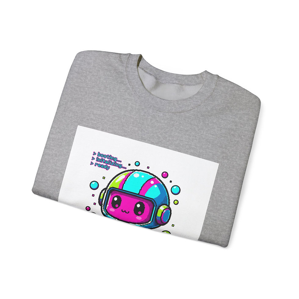 Thumbnail: Pixel Pet Helmet Crewneck Sweatshirt | Y2K retro tech, virtual pet nostalgia