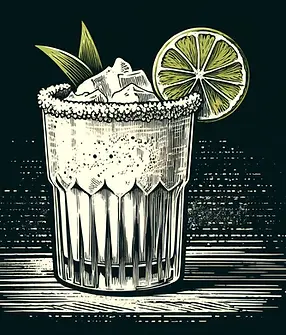 DALL·E 2024-05-25 23.25.38 - Vintage hand-drawn illustration in a tiki bar menu style. The