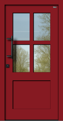 moderne Landhaustür in rot RAL3003 als HT383 Weßler Haustüren