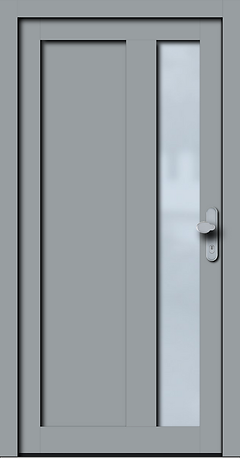 NT225 Nebeneingangstür in RAL7040 Fenstergrau mit Schutzbeschlag HZ474 Weßler Haustüren