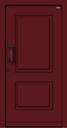 weinrote Haustür HT803 mit schwarzem Griff Tür mit Füllung Weßler Haustüren