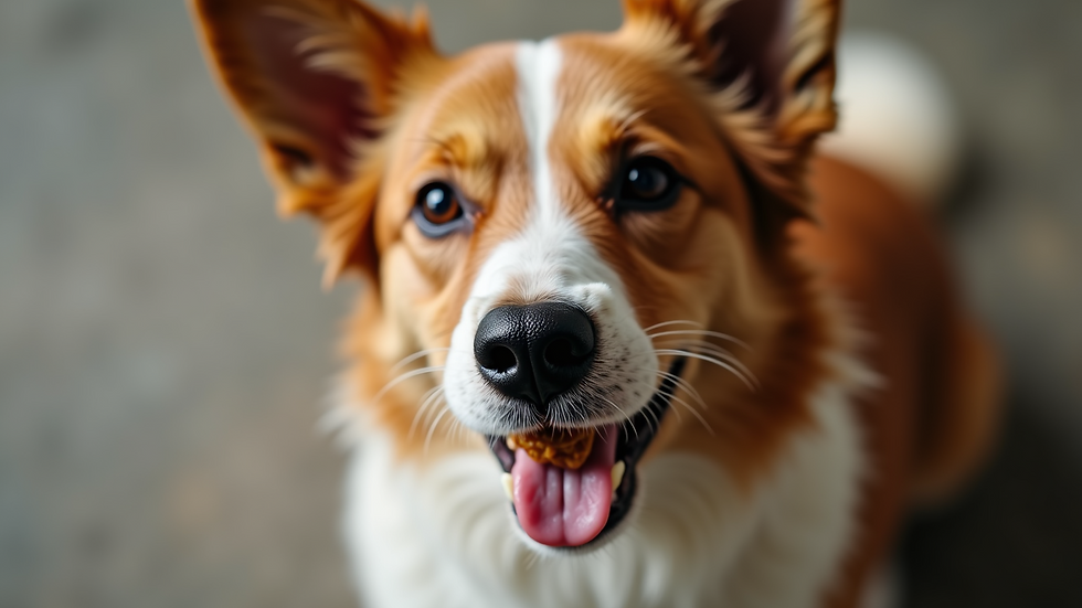 Close-up view of a dog enjoying a non-GMO treat