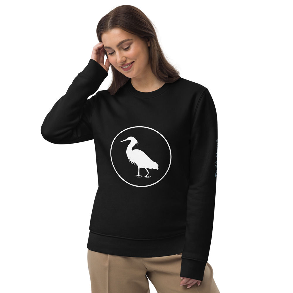 Snowy Egret (Sleeve ChalkDust Logo) - Unisex eco sweatshirt